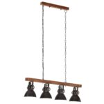 vidaXL Industriálna stropová lampa čierna mangovník E27 – Obrázok 3