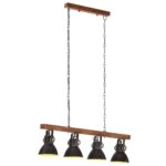 vidaXL Industriálna stropová lampa čierna mangovník E27 – Obrázok 4