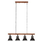 vidaXL Industriálna stropová lampa čierna mangovník E27 – Obrázok 5