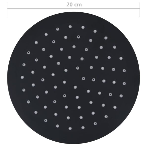 vidaXL Dažďová sprchová hlavica, oceľ 20 cm, okrúhla, čierna – Obrázok 7