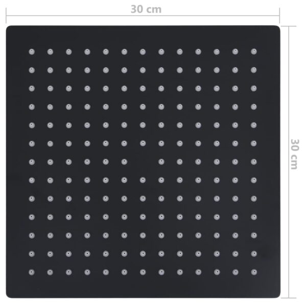 vidaXL Dažďová sprchová hlavica, oceľ 30x30 cm, štvorcová, čierna – Obrázok 7