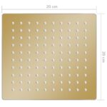 vidaXL Dažďová sprchová hlavica, oceľ 20x20 cm, štvorcová, zlatá – Obrázok 7