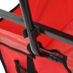 vidaXL Skladací ručný vozík so strieškou oceľ červený – Obrázok 6
