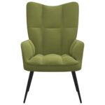 vidaXL Relaxačné kreslo bledozelené zamat – Obrázok 3