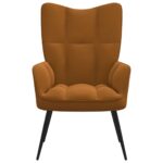 vidaXL Relaxačné kreslo hnedé zamat – Obrázok 3