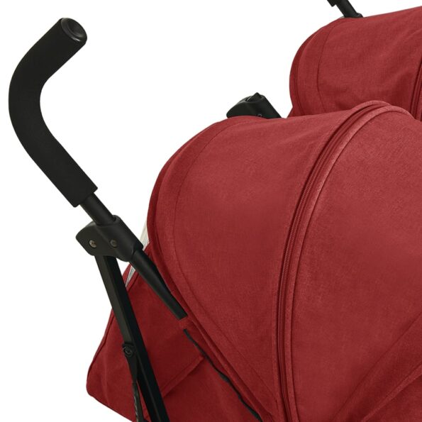 vidaXL Kočík pre dvojičky červený oceľový – Obrázok 9