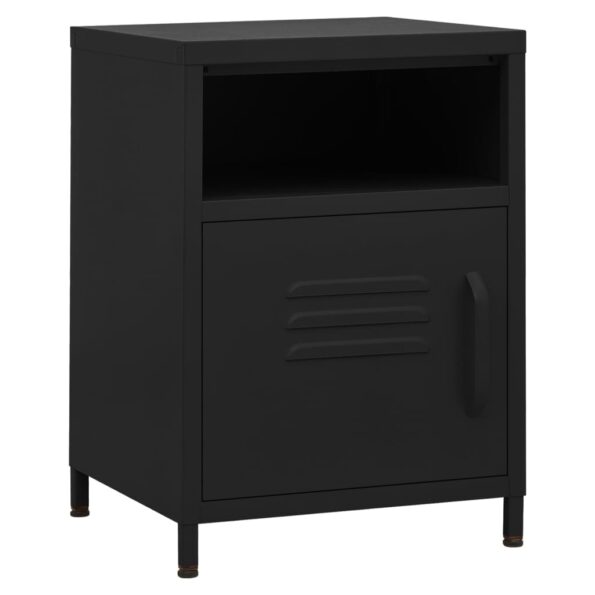 vidaXL Nočný stolík čierny 35x35x51 cm oceľ – Obrázok 2
