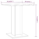 vidaXL Bistro stolík sivý sonoma 60x60x75 cm spracované drevo – Obrázok 6