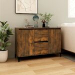 vidaXL Komoda dymový dub 102x35x70 cm spracované drevo – Obrázok 7