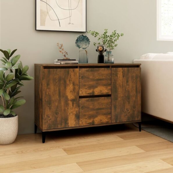 vidaXL Komoda dymový dub 102x35x70 cm spracované drevo – Obrázok 7