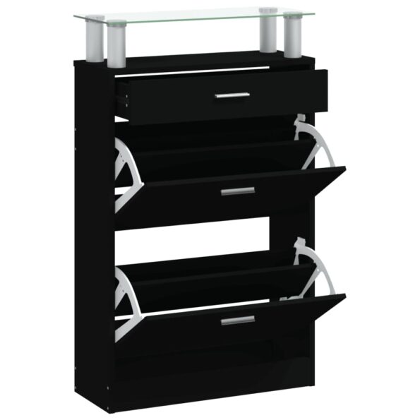 vidaXL Botník čierny 63x24x104 cm spracované drevo – Obrázok 2
