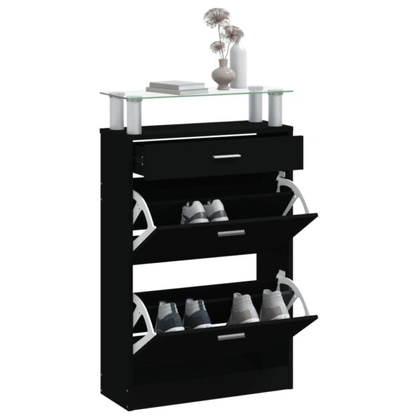 vidaXL Botník čierny 63x24x104 cm spracované drevo – Obrázok 4