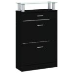 vidaXL Botník čierny 63x24x104 cm spracované drevo – Obrázok 5
