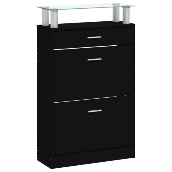 vidaXL Botník čierny 63x24x104 cm spracované drevo – Obrázok 5