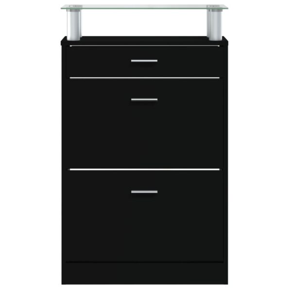 vidaXL Botník čierny 63x24x104 cm spracované drevo – Obrázok 6
