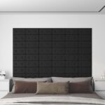vidaXL Nástenné panely 12 ks čierne 30x15 cm umelá koža 0,54 m²