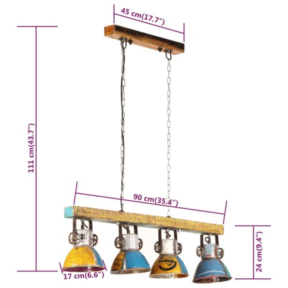 vidaXL Industriálna stropná lampa 25 W farebná 111 cm E27 – Obrázok 10