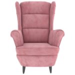 vidaXL Kreslo wingback s podnožkou ružové zamatové – Obrázok 4