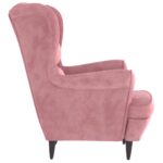 vidaXL Kreslo wingback s podnožkou ružové zamatové – Obrázok 5