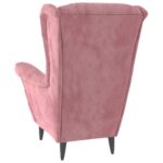 vidaXL Kreslo wingback s podnožkou ružové zamatové – Obrázok 6