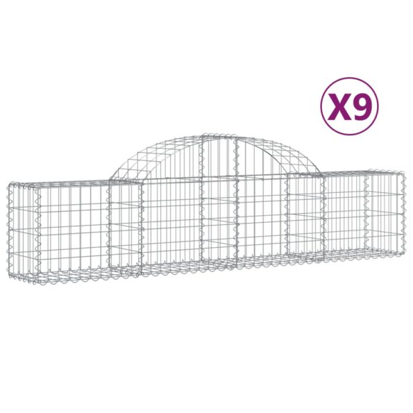 vidaXL Oblúkový gabionový kôš 9 ks 200x30x40/60 cm pozinkované železo – Obrázok 2