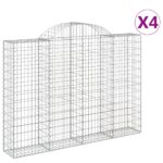 vidaXL Oblúkové gabionové koše 4 ks 200x30x140/160 cm pozink. železo – Obrázok 2