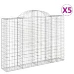 vidaXL Oblúkové gabionové koše 5 ks 200x30x140/160 cm pozink. železo – Obrázok 2