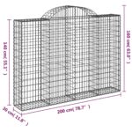 vidaXL Oblúkové gabionové koše 7 ks 200x30x140/160 cm pozink. železo – Obrázok 6