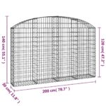 vidaXL Oblúkový gabionový kôš 200x30x120/140cm pozinkované železo – Obrázok 5
