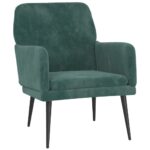 vidaXL Kreslo tmavozelené 62x79x79 cm zamat – Obrázok 2