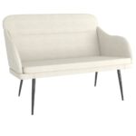 vidaXL Lavička krémová 110x76x80 cm zamat – Obrázok 2