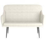vidaXL Lavička krémová 110x76x80 cm zamat – Obrázok 3