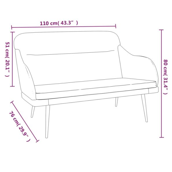 vidaXL Lavička krémová 110x76x80 cm zamat – Obrázok 8