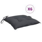 vidaXL Podložky na stoličku 6 ks, antracit 40x40x7 cm, oxfordská látka – Obrázok 2