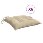 vidaXL Podložky na stoličku 6 ks, béžové 40x40x7 cm, oxfordská látka – Obrázok 2