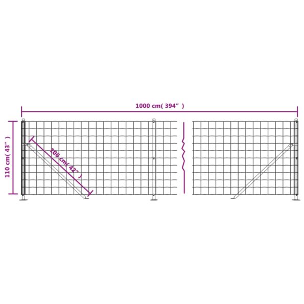 vidaXL Drôtený plot s prírubou, zelený 1,1x10 m – Obrázok 6