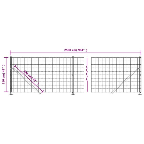 vidaXL Drôtený plot s prírubou, zelený 1,1x25 m – Obrázok 6