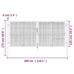 vidaXL Záhradná brána so sieťoviny strieborná 300x175 cm pozink. oceľ – Obrázok 7