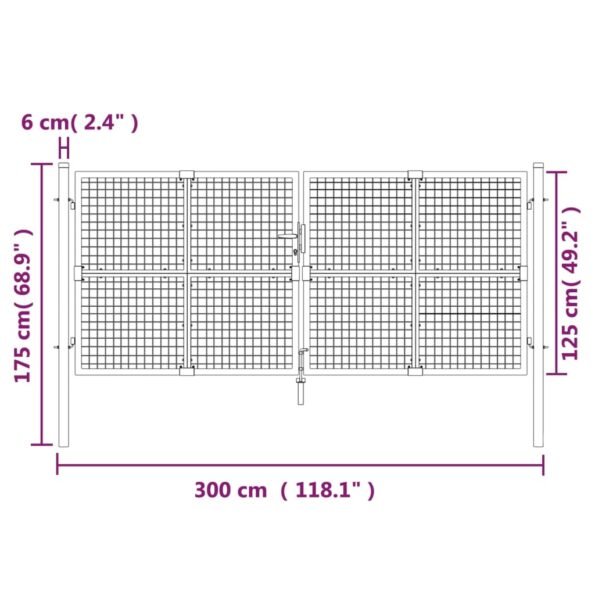 VXL8720845845117_g_en_hd_5.jpg vidaXL Záhradná brána so sieťoviny strieborná 300x175 cm pozink. oceľ – Obrázok 7