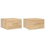 vidaXL Nástenné nočné stolíky 2 ks dub sonoma 35x35x20 cm – Obrázok 2