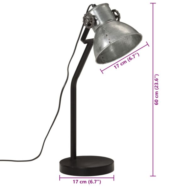 vidaXL Stolová lampa 25 W starožitná strieborná 17x17x60 cm E27 – Obrázok 11