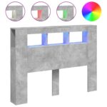 vidaXL Čelo s LED betónovo sivé 140x18,5x103,5 cm kompozitné drevo – Obrázok 2