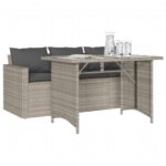 vidaXL 2-dielna záhradná jedálenská sada a vankúše bledosivá polyratan – Obrázok 3