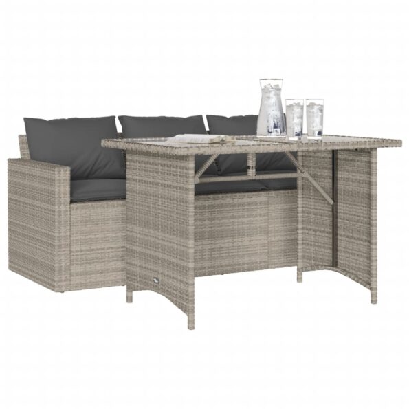 vidaXL 2-dielna záhradná jedálenská sada a vankúše bledosivá polyratan – Obrázok 3