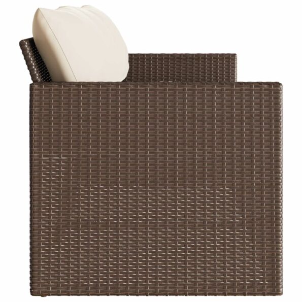 vidaXL Záhradná pohovka s vankúšmi 3-miestna hnedá polyratan – Obrázok 5