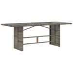vidaXL Záhradný stôl so sklenenou doskou sivý 190x80x75 cm polyratan – Obrázok 6