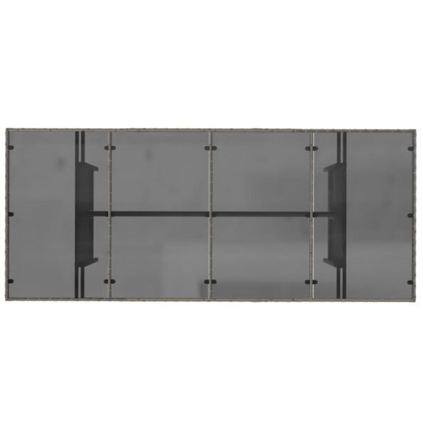 vidaXL Záhradný stôl so sklenenou doskou sivý 190x80x75 cm polyratan – Obrázok 7