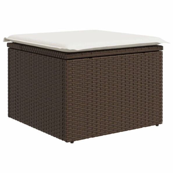 vidaXL Záhradná taburetka s vankúšom hnedá 55x55x37 cm polyratan – Obrázok 2