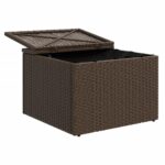 vidaXL Záhradná taburetka s vankúšom hnedá 55x55x37 cm polyratan – Obrázok 7