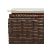 vidaXL Záhradná taburetka s vankúšom hnedá 55x55x37 cm polyratan – Obrázok 8